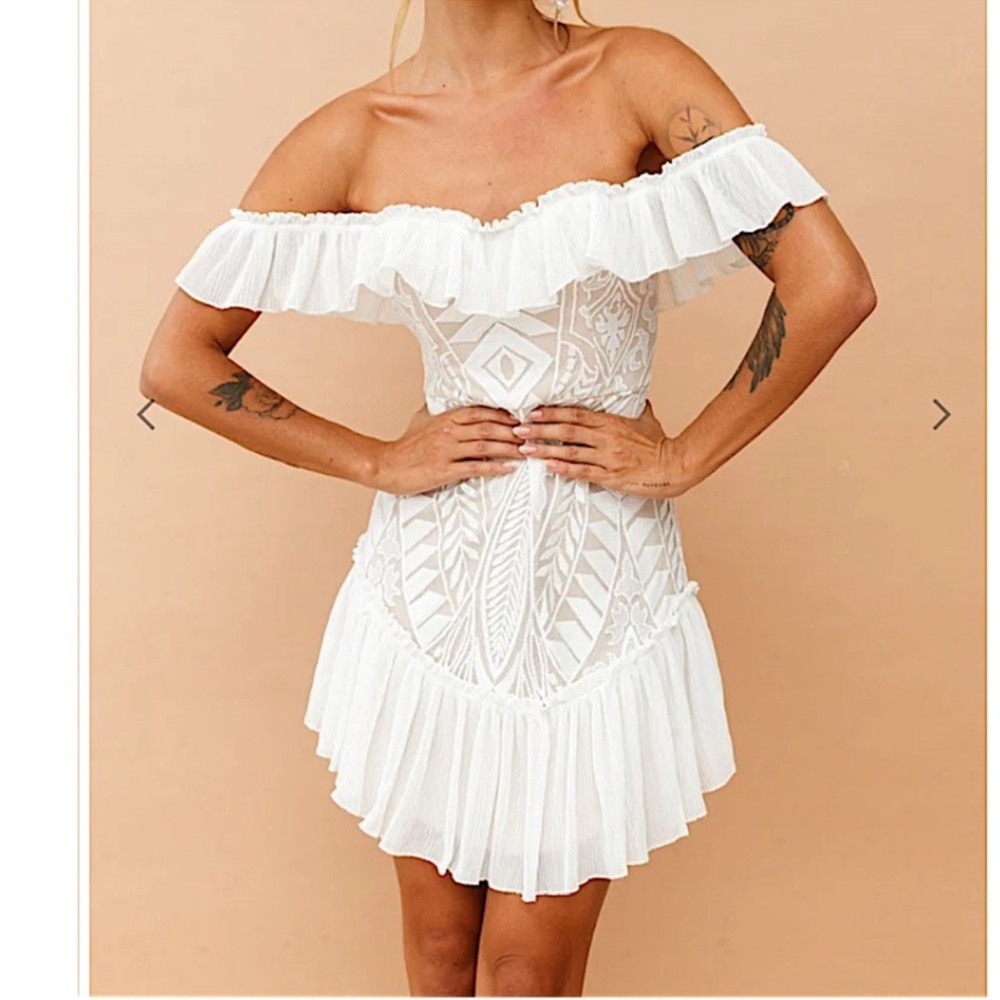 Selfie Leslie Cream Embroidered Wedding Dress